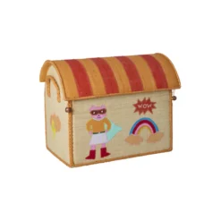 RICE Raffia Spielzeugkörbe Hero Pink – 3er-Set