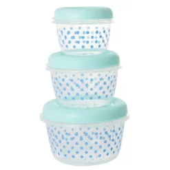 RICE Runde Vorratsdosen mit Punkten in Mint - 3er-Set