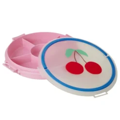 RICE Serviertablett mit Griff & Deckel Kirschen Pink - 6 Fächer Picnic Box