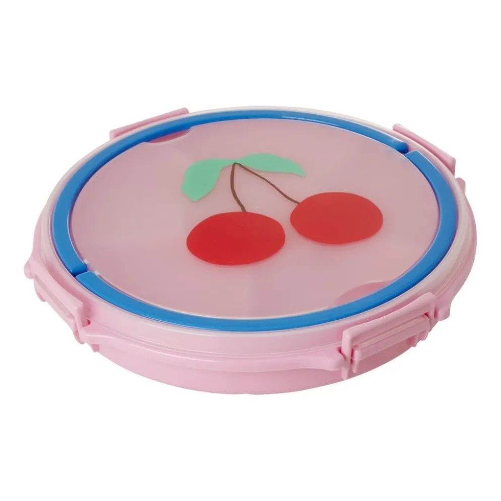 RICE Serviertablett mit Griff & Deckel Kirschen Pink - 6 Fächer Picnic Box