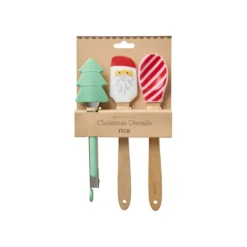 RICE Silikon-Teigschaber und Küchenzange im Weihnachtsdesign - 3er-Set